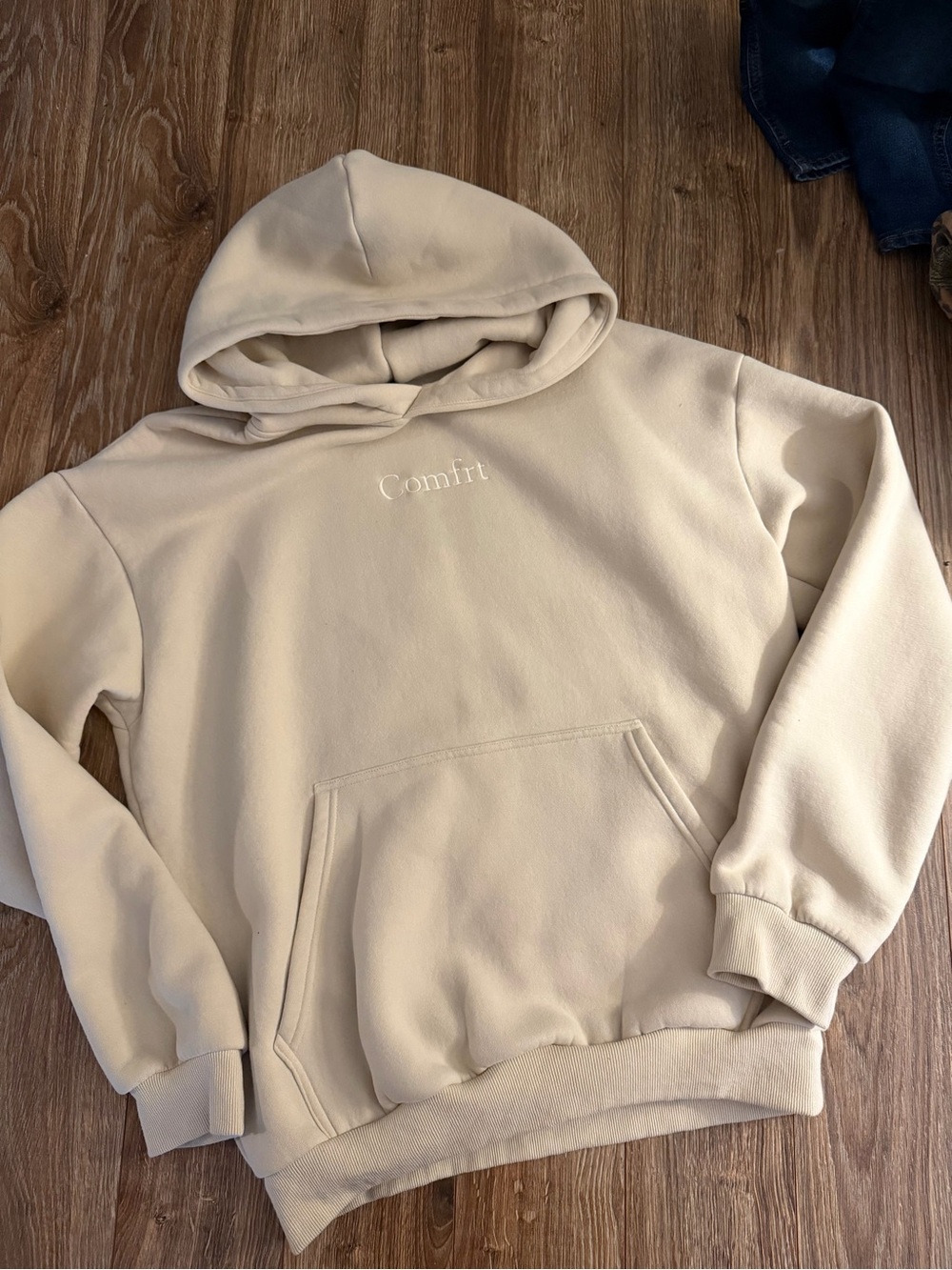 Comfrt Women's Cream (Bone) Pullover Hoodie with Kangaroo Pocket
